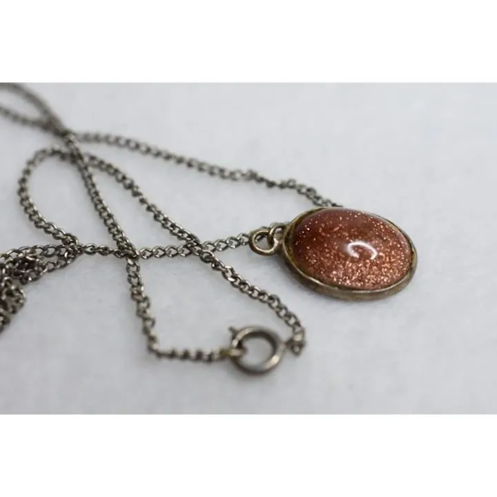 Source Unknown Everyday Classy Sparkle Stone Pendant Silver Tone Round Spring Clasp Necklace - Image 3