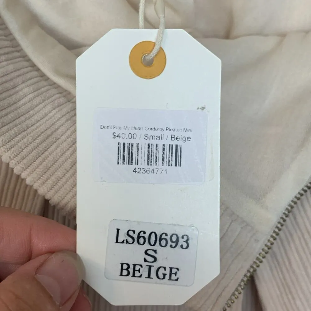 Love Riche womens size small corduroy pleated mini skirt new tan dont play my h - Image 3