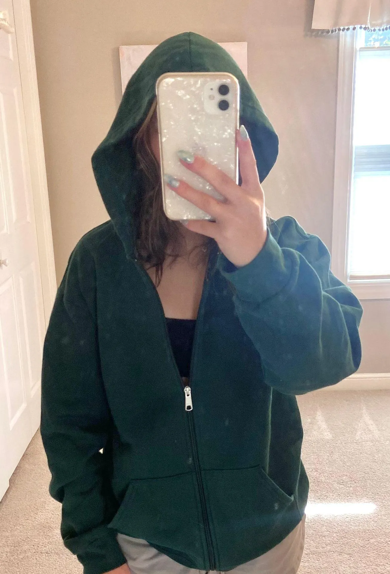 dark green zip up hoodie Size M - Image 3
