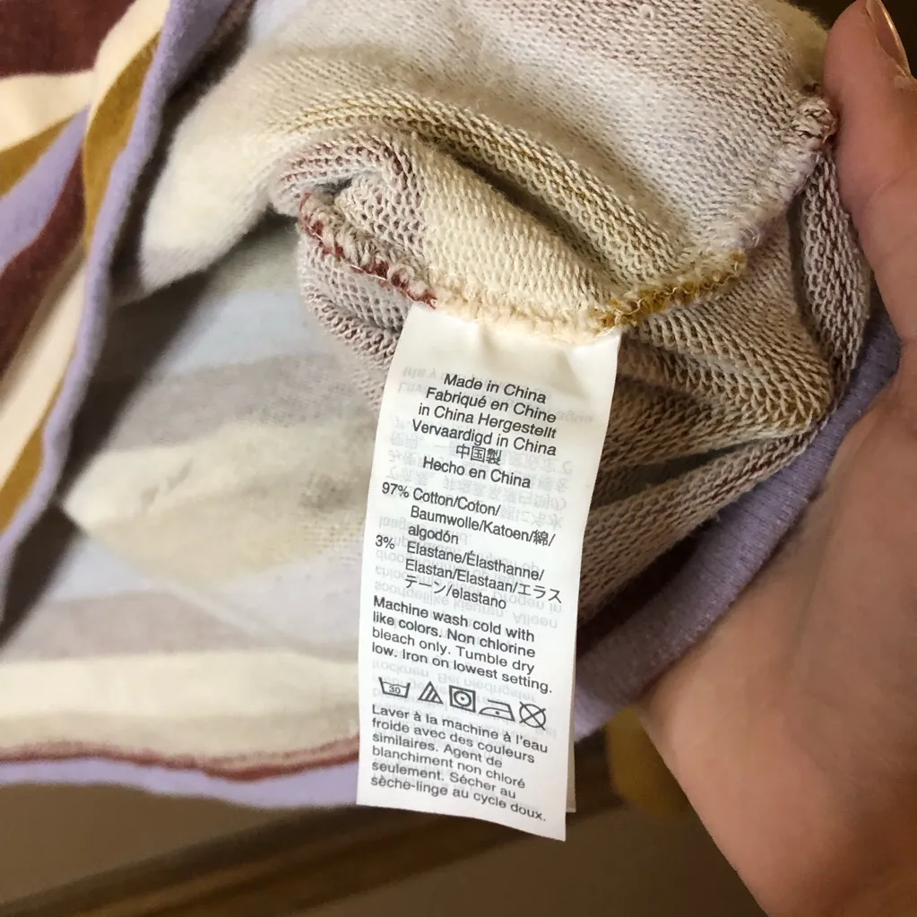 Madewell‎ Miles Mockneck Bubble-Sleeve Sweatshirt in Stripe brown purple XS - Image 6