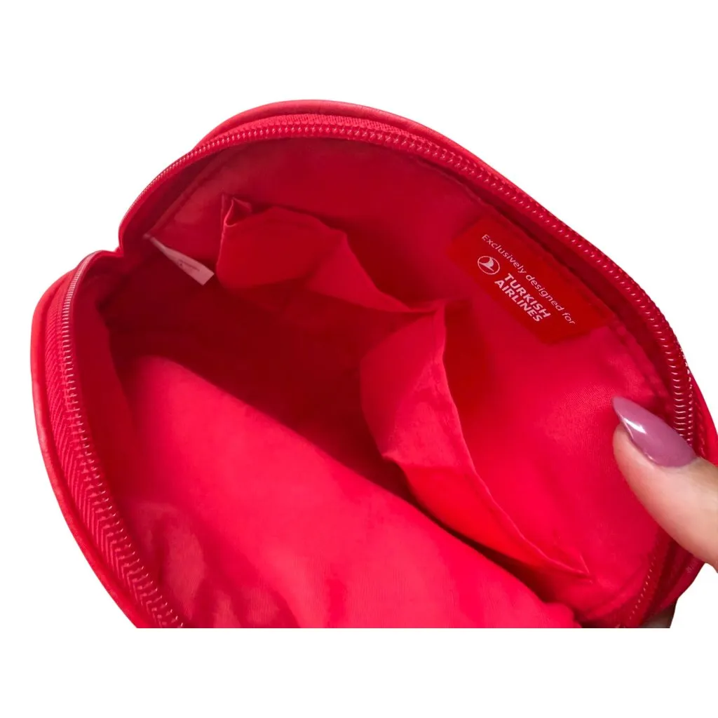 SALVATORE FERRAGAMO Red Gold Cosmetic Makeup  Travel Toiletry Zip Bag - Image 4