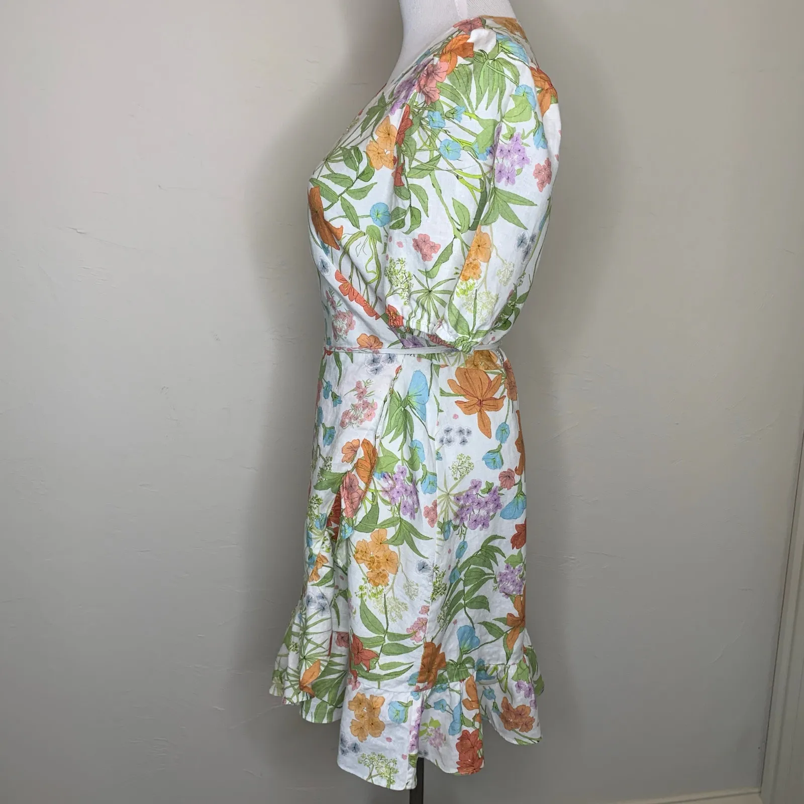 & Other Stories Floral Linen Wrap Dress Sz 38 US 6 - Image 5