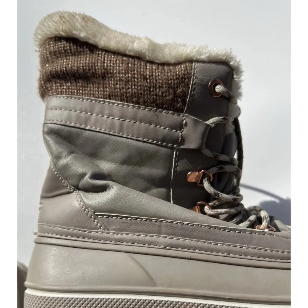 Storm By Cougar Women’s Sz 10 Gray leather Faux Fur Boots Activewear Travel Wear - Image 9