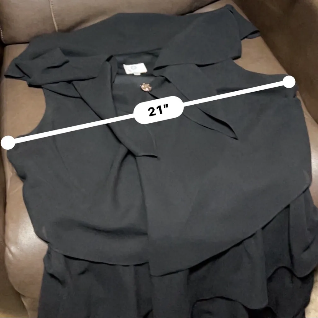 Women's Patra Black Tiered Ruffle Dress with Gold Button Detail Size 18W - Image 6