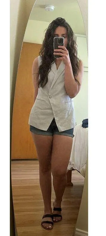 DEREK LAM 10 CROSBY Gray Linen Blend Sleeveless Taylor Vest Size 2 - Image 3