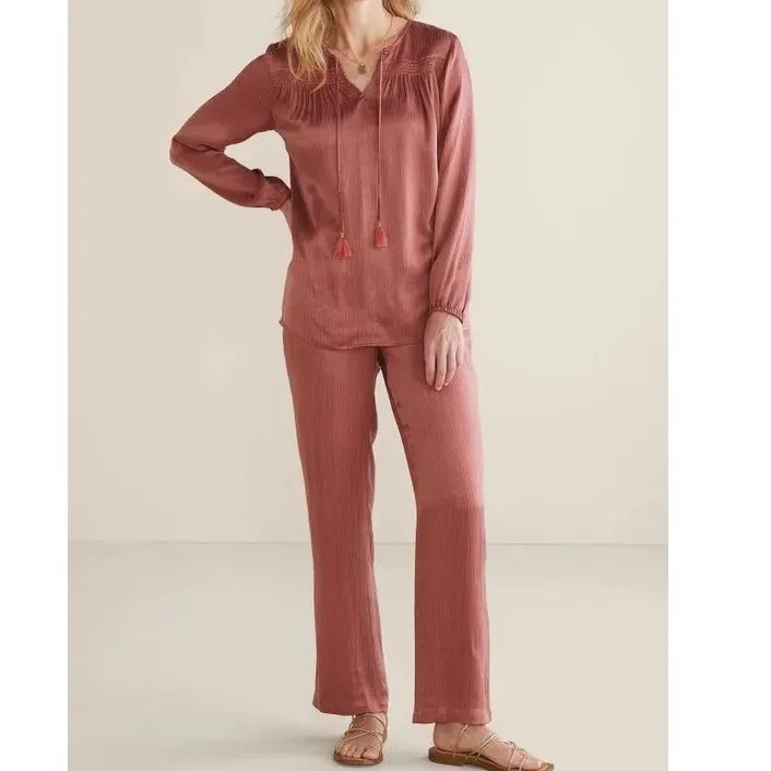 Soft Surroundings Lumi Crinkle Textured Gauze Straight Leg Pants Medium Petite - Image 2