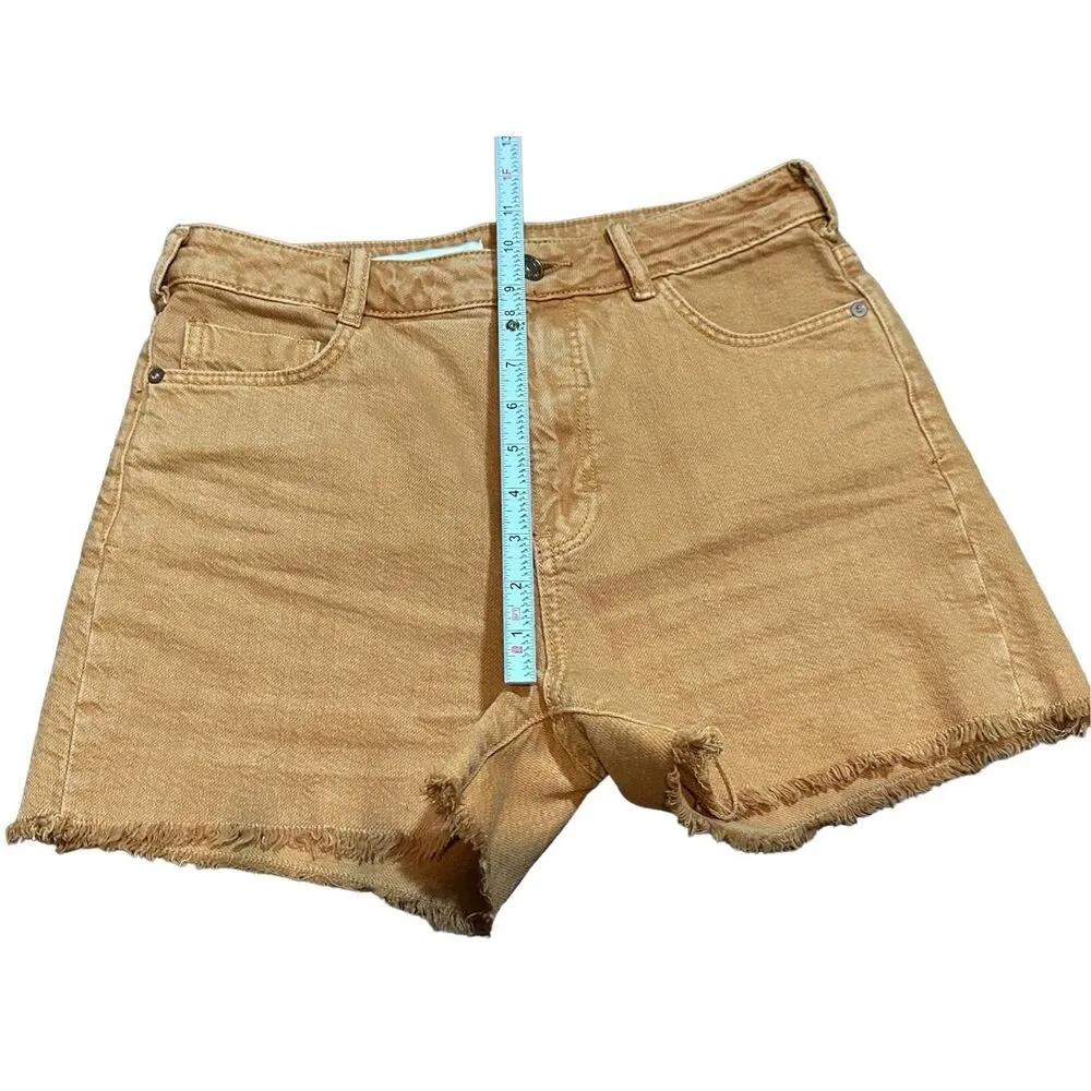Pilcro by Anthropologie Women Rust Brown Mustard Denim Distressed Shorts Sz 26 - Image 5
