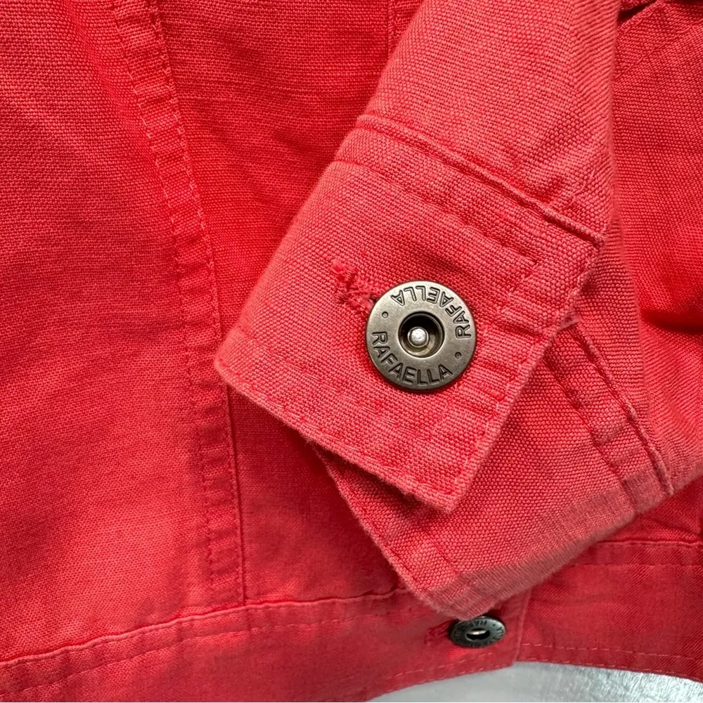 3 Piece Set Coral Linen Cotton Blend Pants & Jacket with Striped Top by Rafaella - Image 9