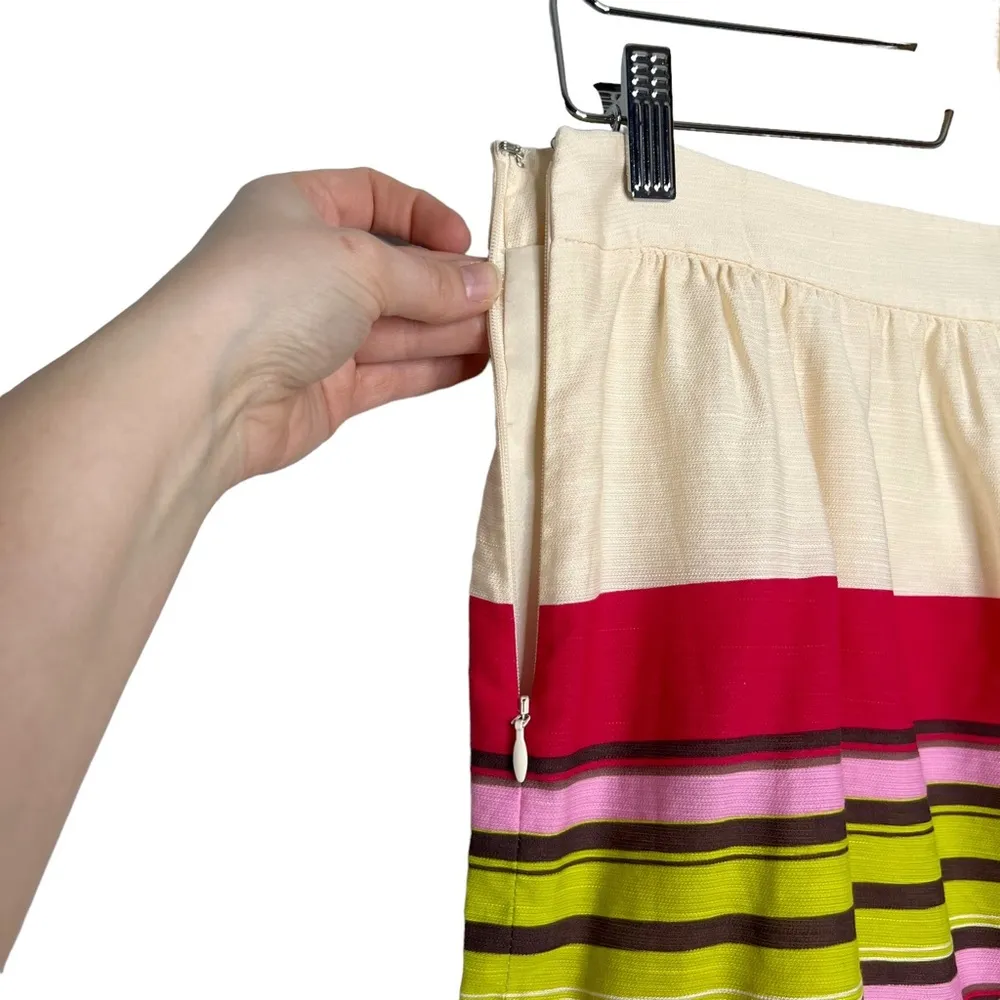 LOFT Multicolored Striped Pleated Rayon Blend A Line Skirt - Image 10