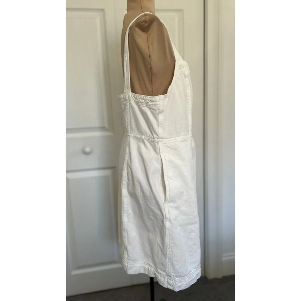 Madewell Tile White Denim Square-Neck Button Front Tank Mini Dress Size 14 - Image 5