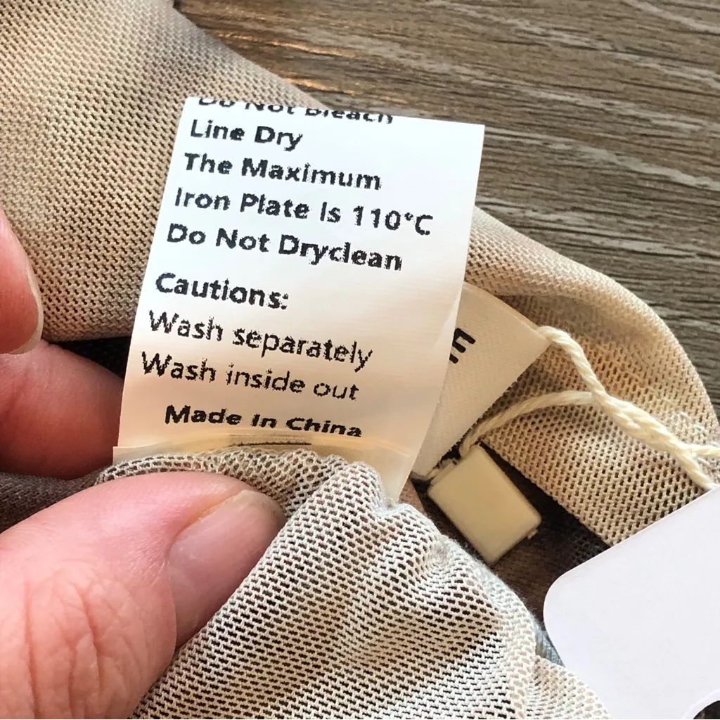 Commense Semi Sheer Tulle Mesh Top Off Shoulder Long Sleeve Crop Top Small Khaki Tan - Image 7