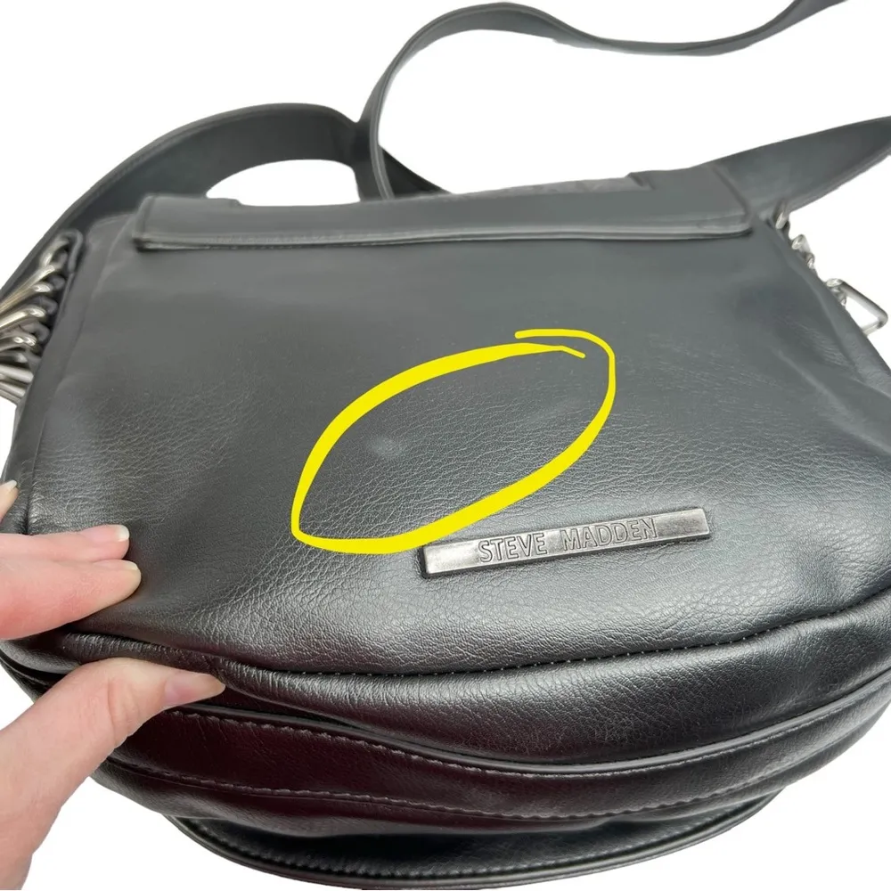 Steve Madden Gray Woven Faux Leather Crossbody Saddle Bag Purse - Image 6