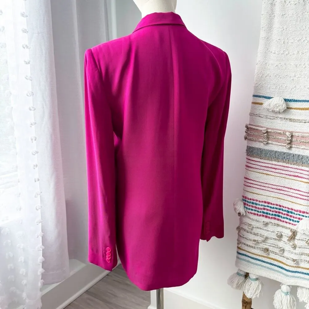 Zara Fuchsia Pink Double Breasted Lightweight Oversized Blazer Women’s Size XS - Image 5
