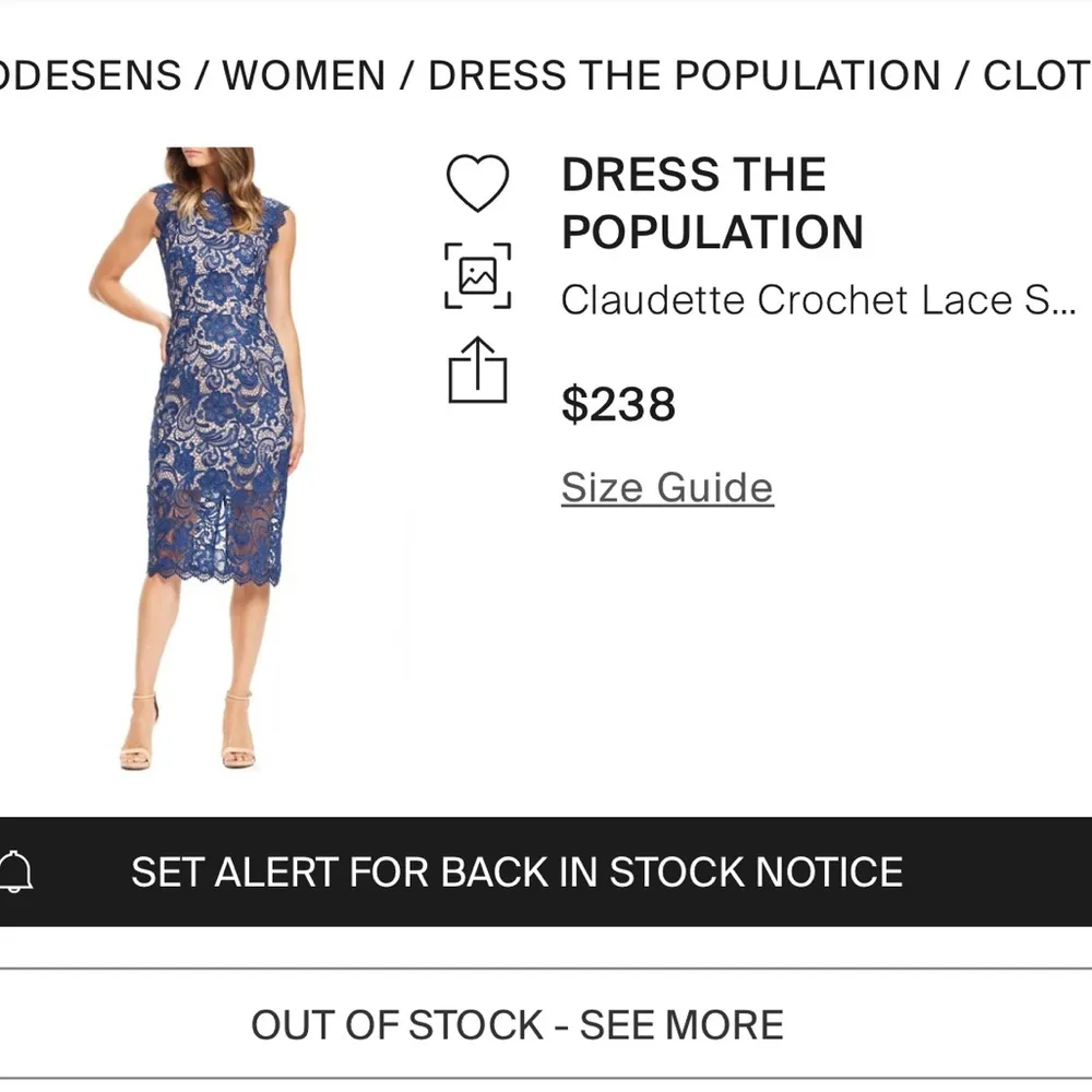 Dress the Population Women's Claudette Lace Sheath Midi Dress - Image 2