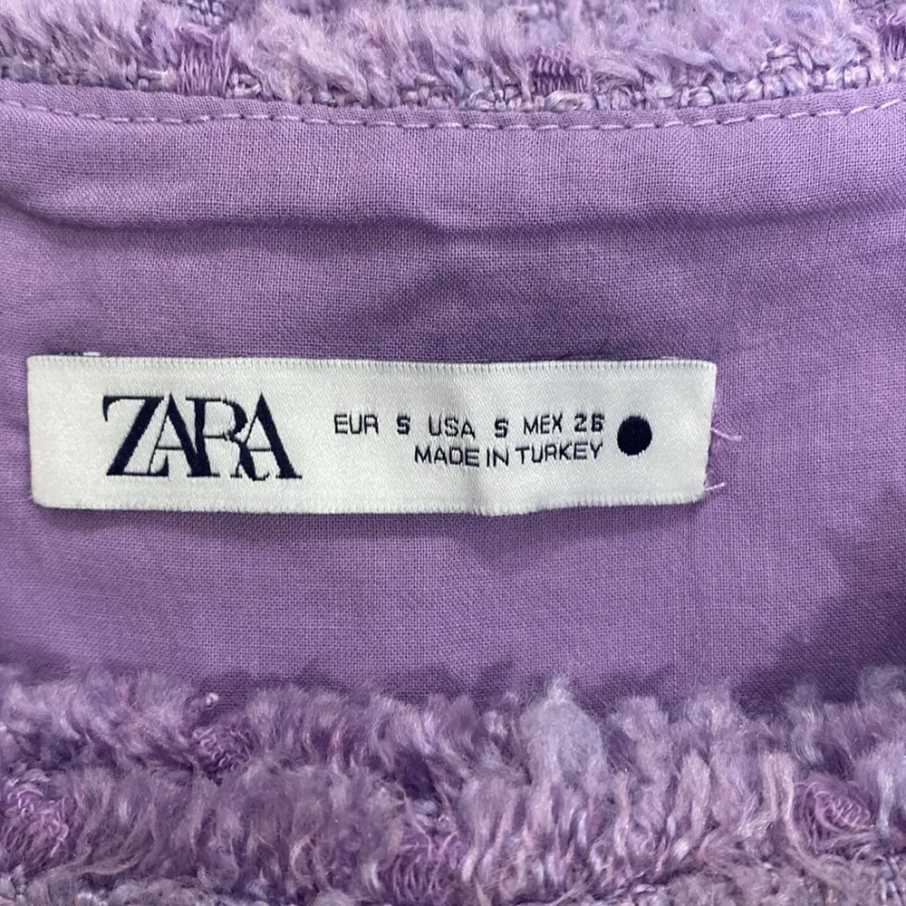Zara Purple Tweed Double Breasted Rhinestone Button Dress Size Small - Image 6
