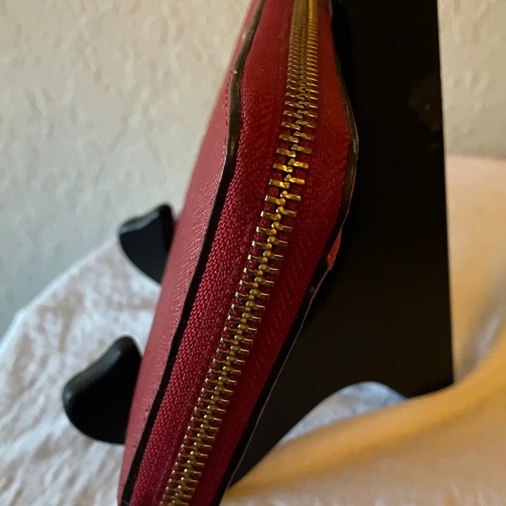 Kate Spade: Cherry Red Saffiano Zip-Around- Gold Tone- Accordion Wallet - Image 5