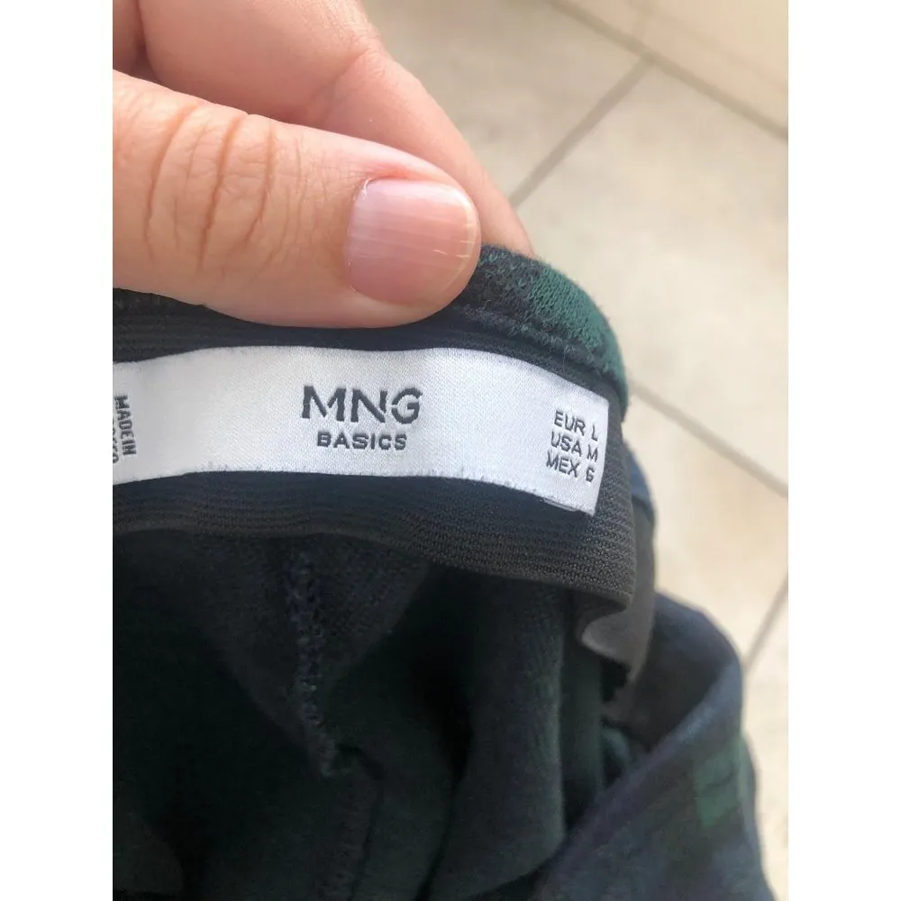 MNG Basics womens plaid flannel pull on pants green medium - Image 3