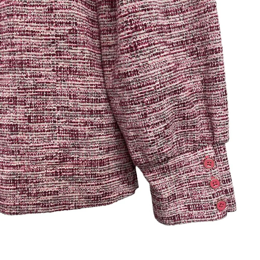 Talbots Women's Pink Tweed Pullover Jacket Size Medium Crewneck - Image 5