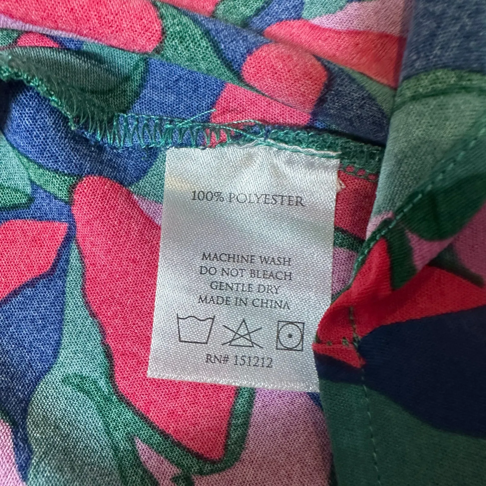 Michelle McDowell Abstract Floral Blouse Pink Purple Green Blue Size L - Image 4