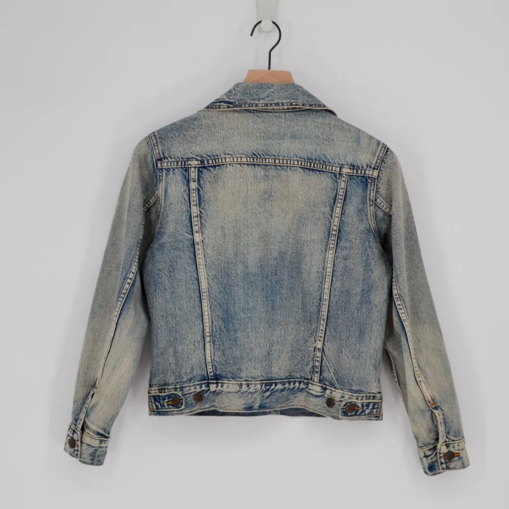 J. Crew Indigo Denim Trucker Jacket Light Wash S Distressed Jean Vintage Blue - Image 2