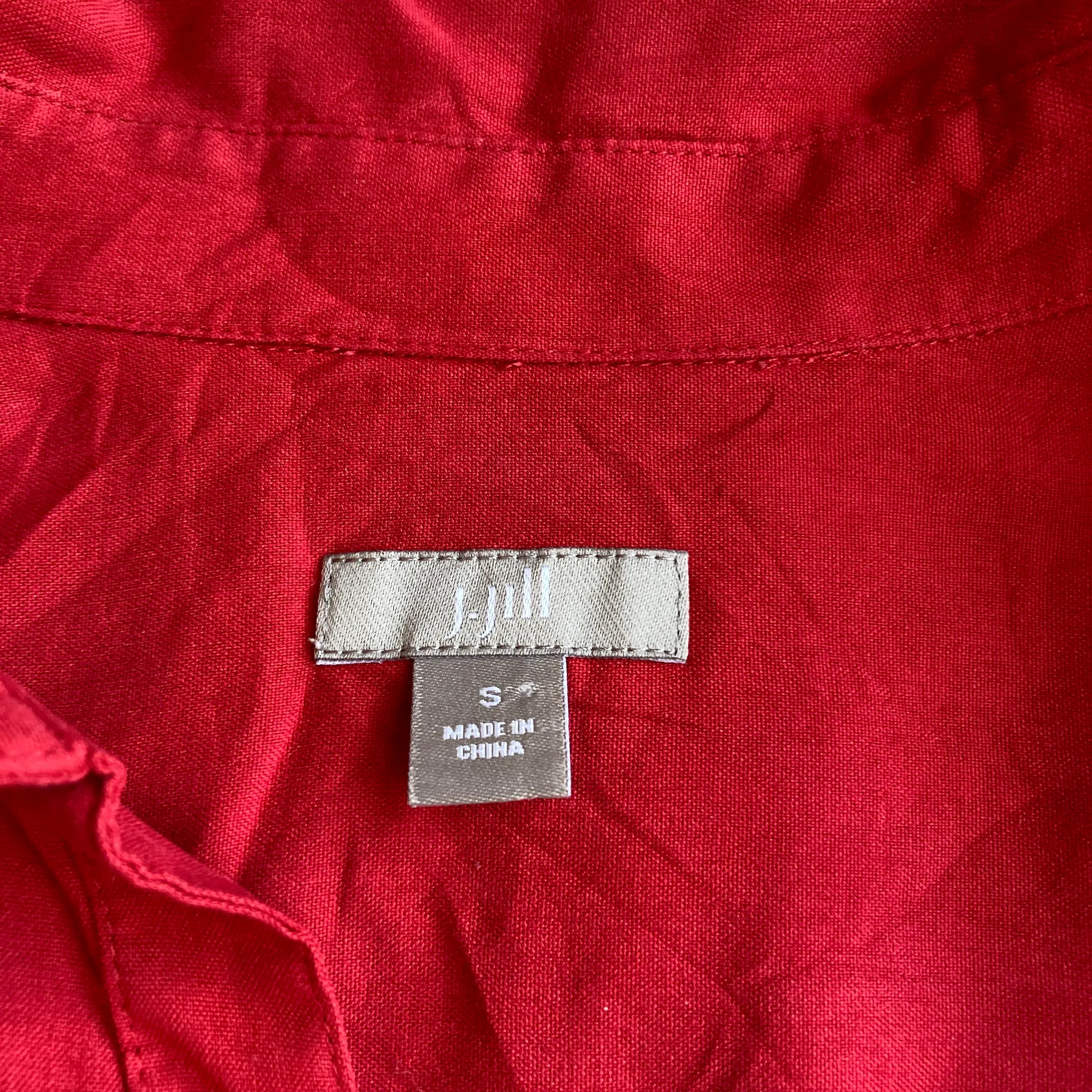 J. Jill 100% Silk Red Button Down Top Size S - Image 3