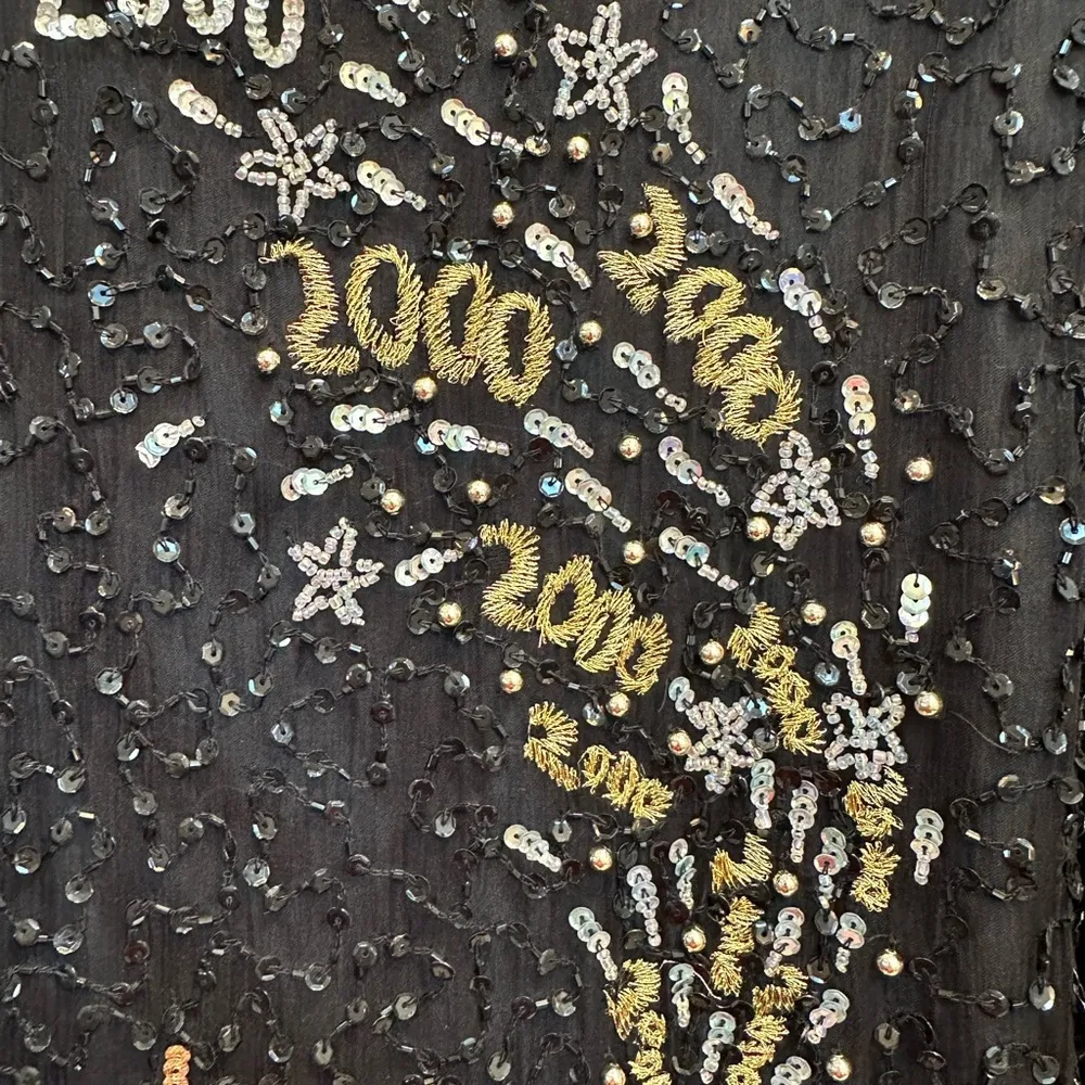 Vintage Laurence Kazar Silk Beaded Blouse Y2K 2000s Millennium New Years Size 1X - Image 7