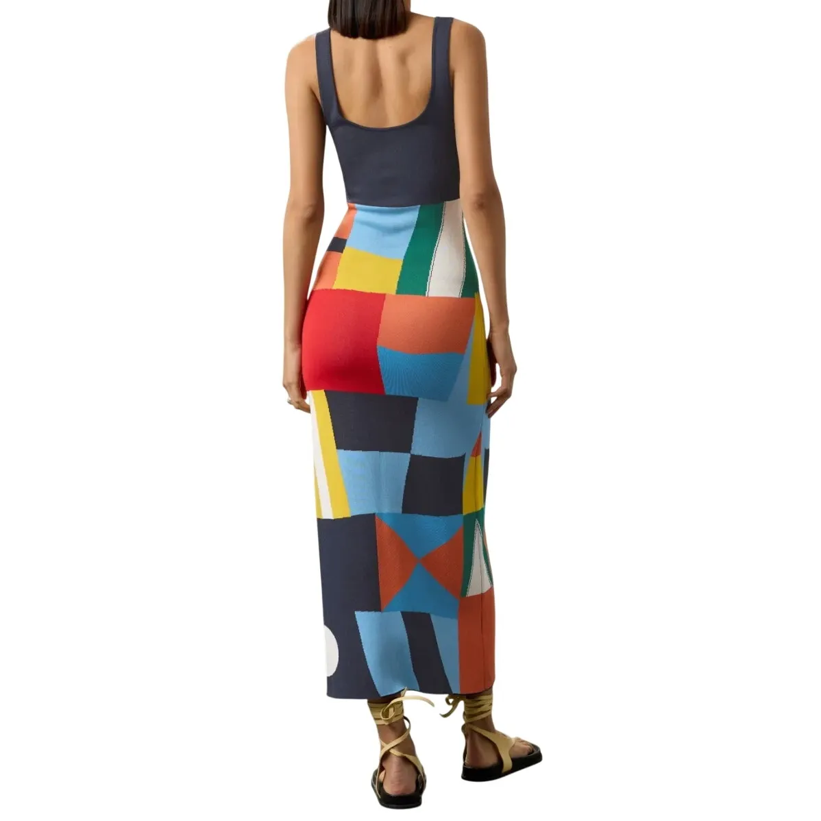 STAUD Katie Abstract Dress in Multi, Size M Size M - Image 3