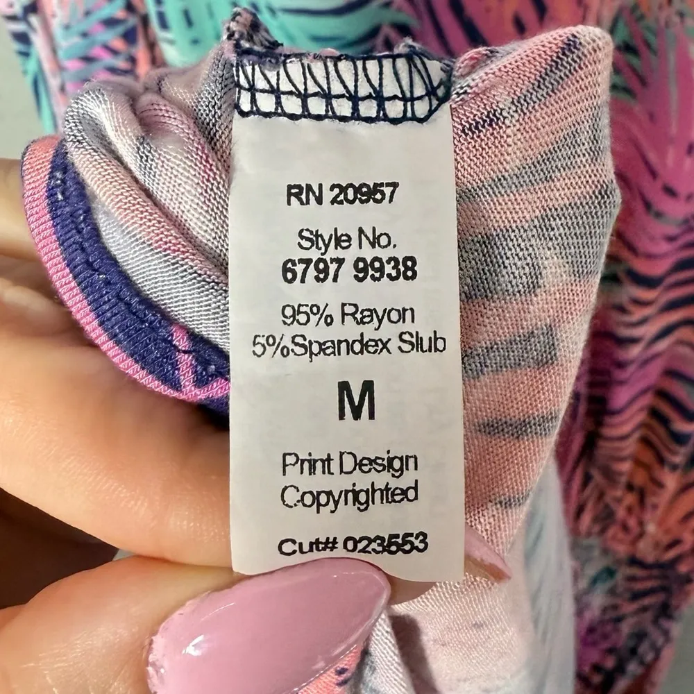 Tori Richard Womens Colorful Tropical Palm Leaf Print Swim Coverup Mini Dress M - Image 9