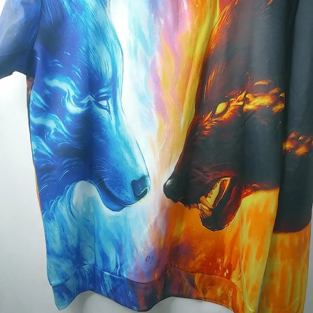 Wolves L Together Ice & Fire Hoodie Pullover Shirt Orange Size L - Image 3