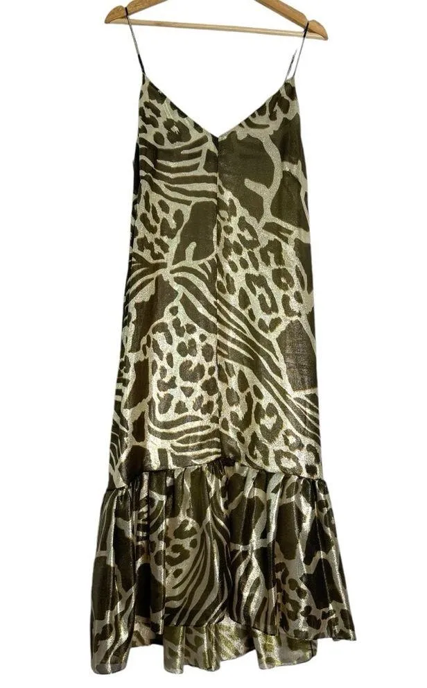 Adam Lippes Ruffled Lamé Midi Dress Silk Blend - Image 5