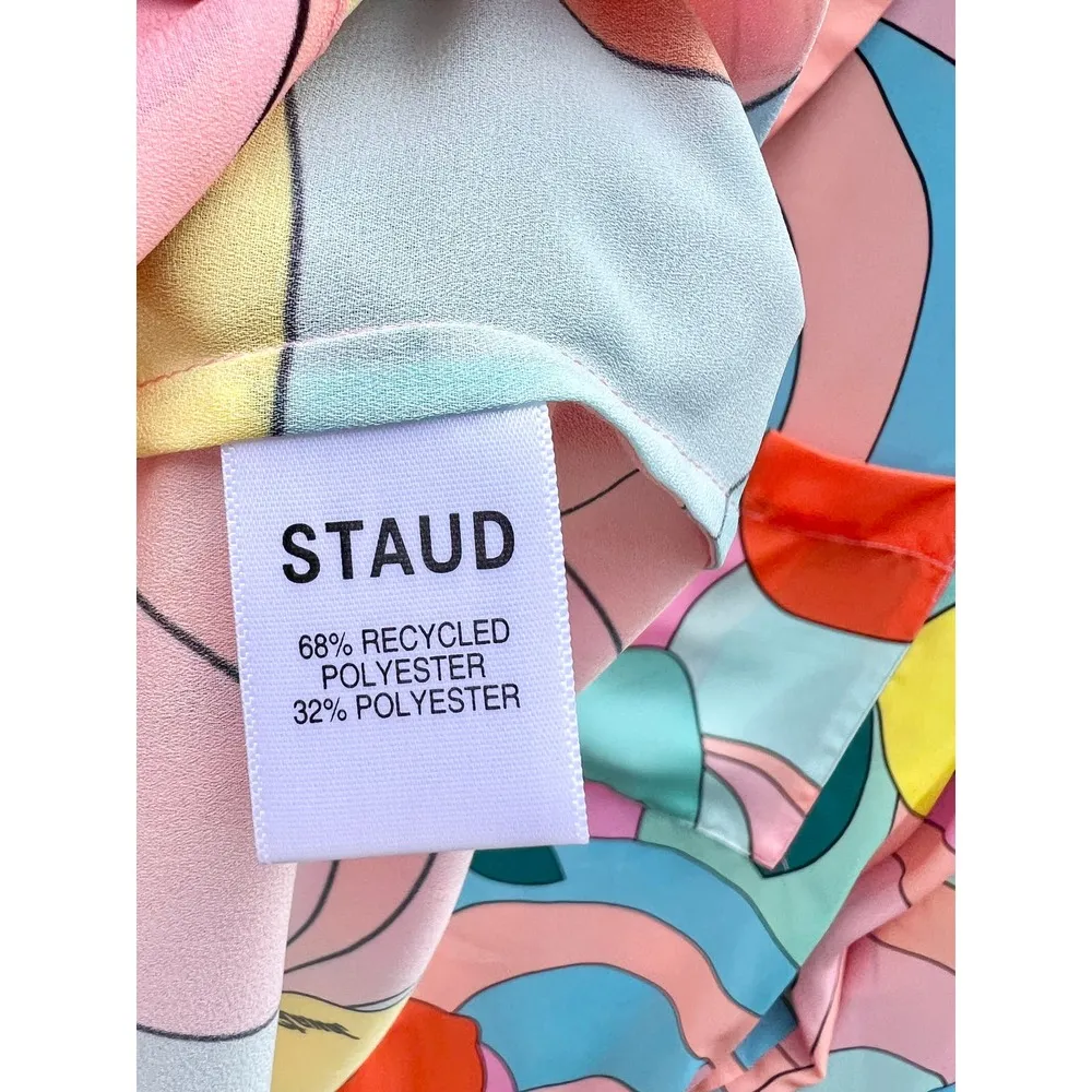 Staud Printed Miriam Button Down Shirt Citrus Kaleidoscope Women's Size Large - Image 8