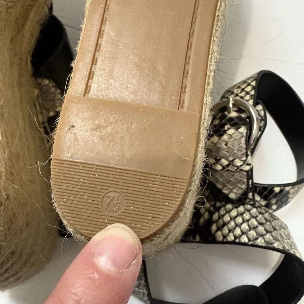 Marc Fisher Women’s Abacia 2 Espadrille Wedge Sandals Black Snake Leather 7.5 - Image 9