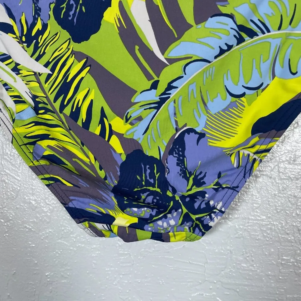 Title Nine Women L Yellow Green Blue Tropical Holy Grail Bikini Bottom Low Rise - Image 5