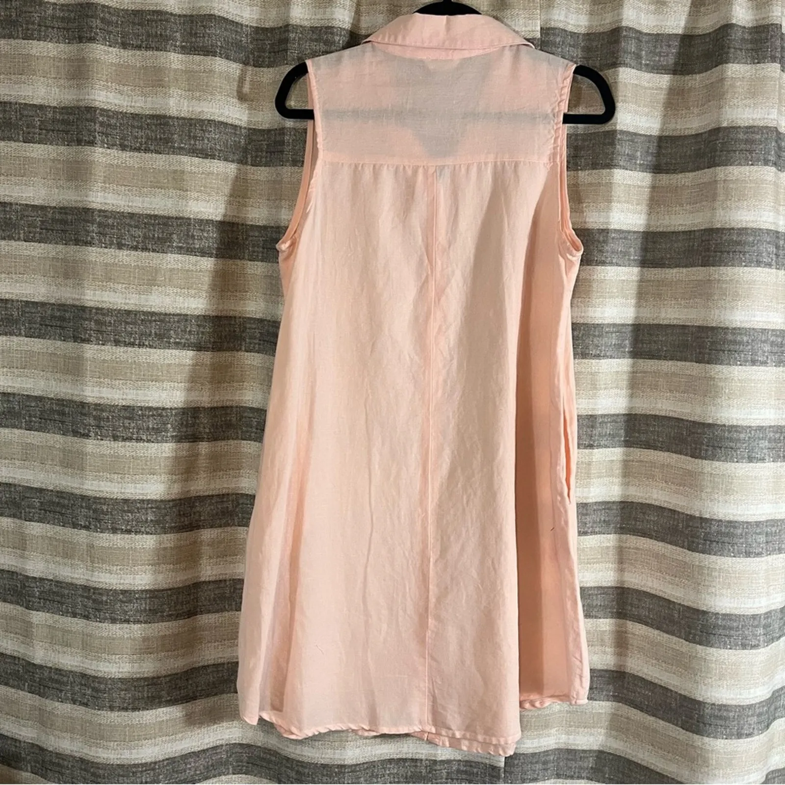 Kaktus Pale Pink Linen Blend Button‎ Front Dress Size Medium - Image 2