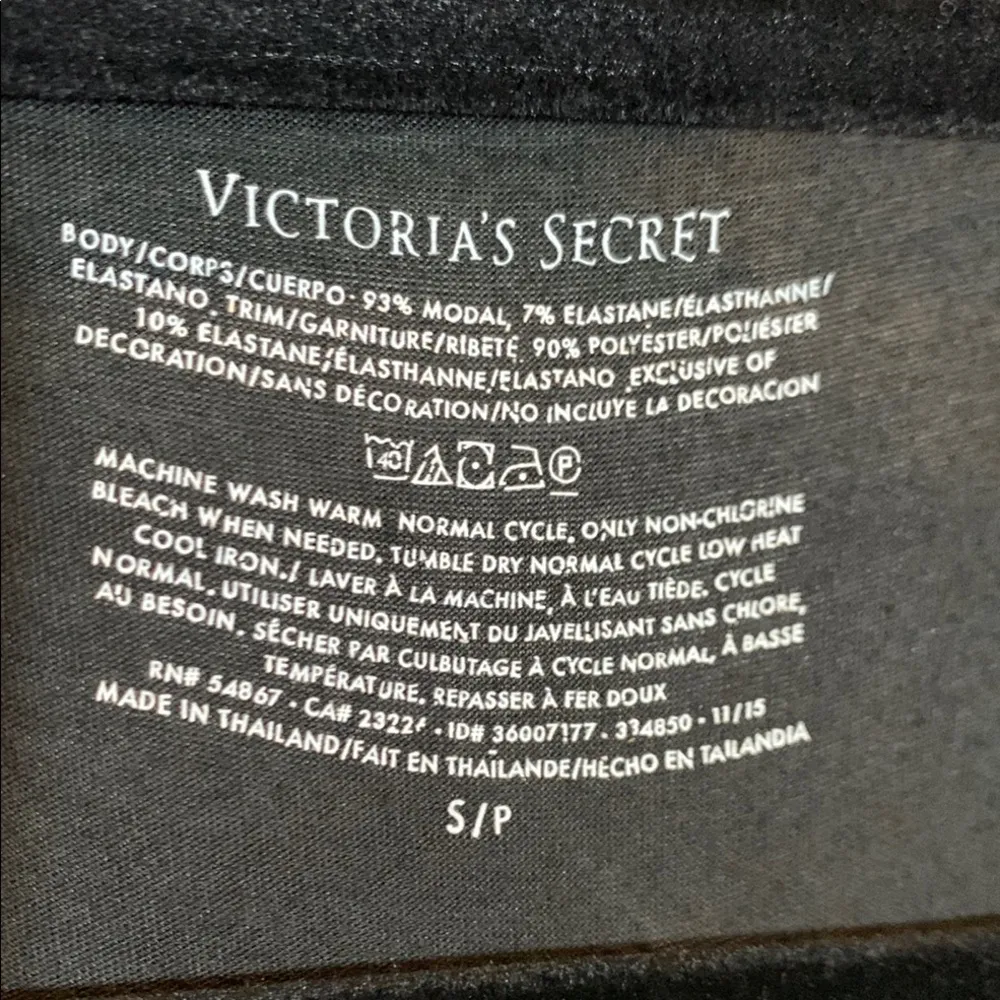 Women’s Victoria’s Secret Black Button-Up Oversized Sleep Shirt White Piping S - Image 4