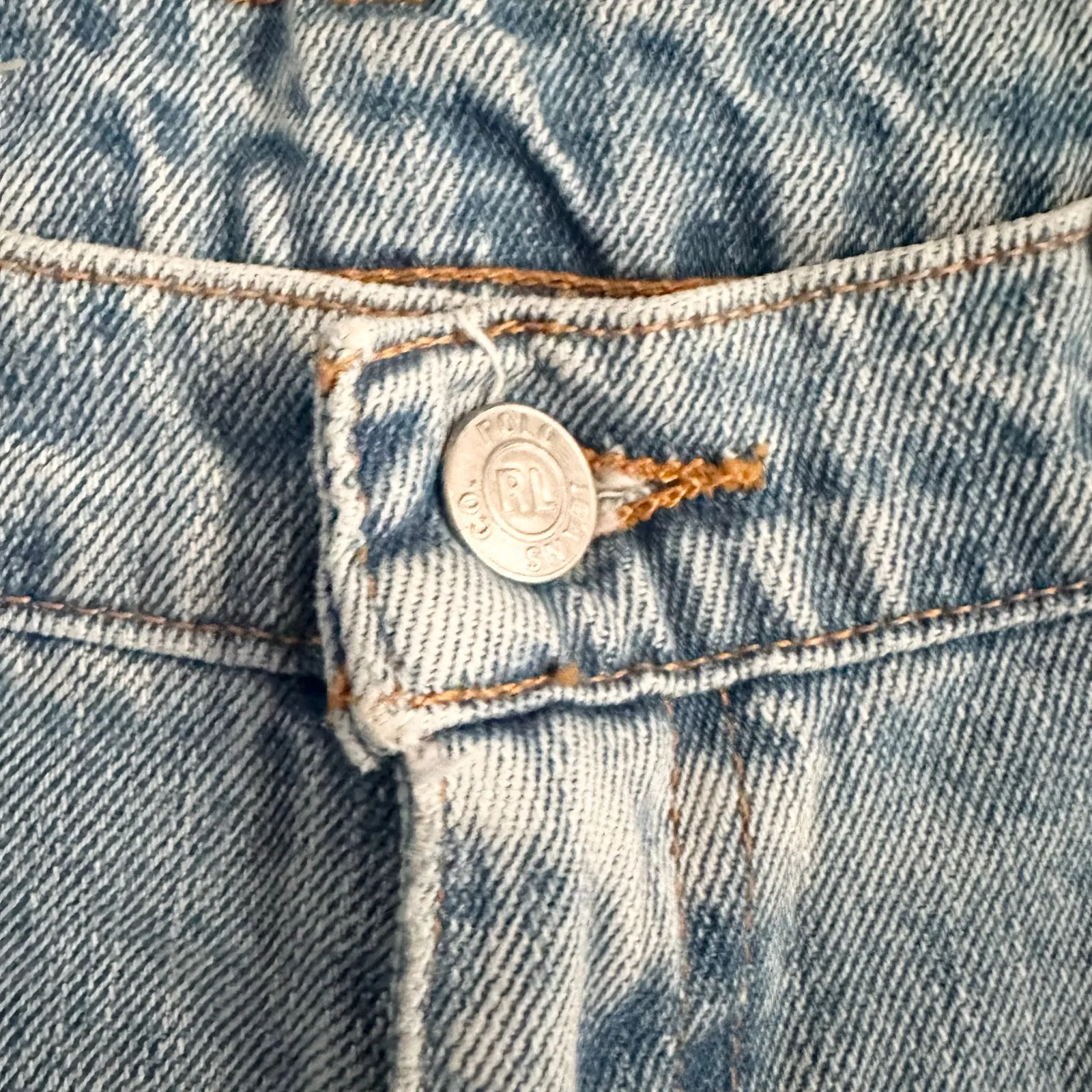 Polo Ralph Lauren Vintage Y2K Light Wash Knee Seam Low Rise Flare Denim Jeans 10 - Image 6