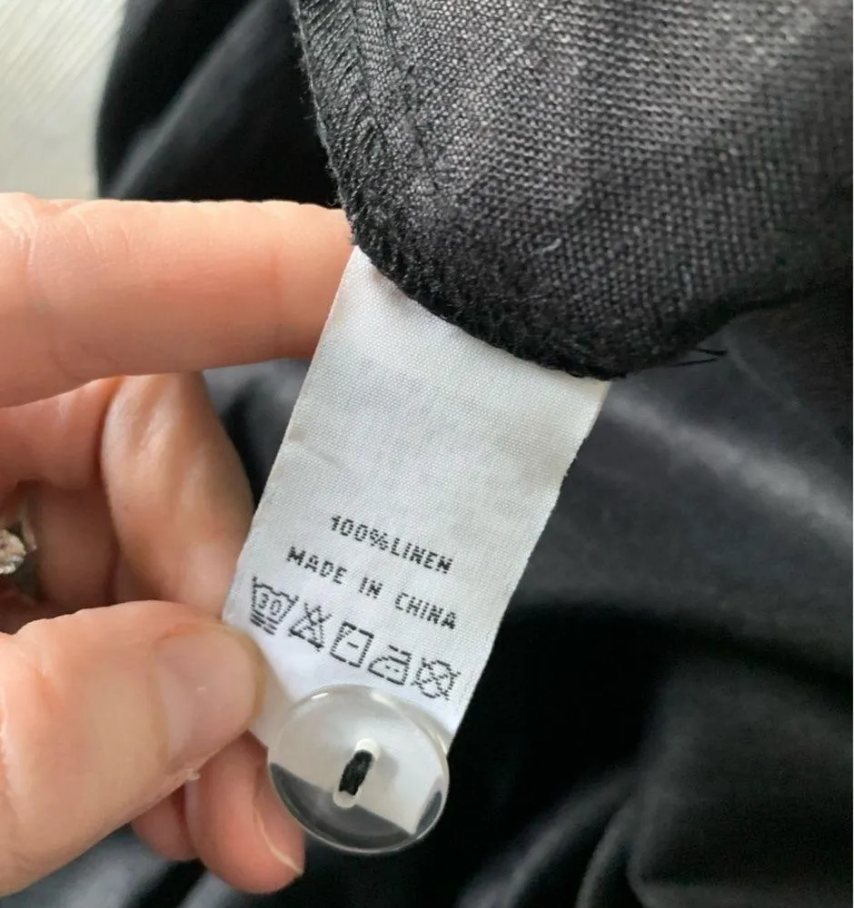 Foil Wide Leg Black 100% Linen Capri Pants 8 - Image 6