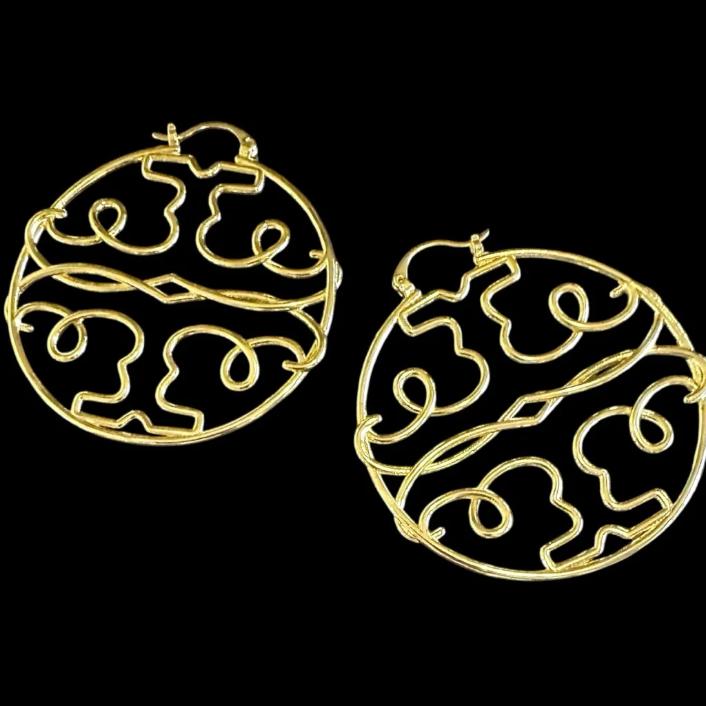 New AUTH TORY BURCH TWISTED MILLER TORY GOLD 2” HOOP on TB Earring Card - Image 6