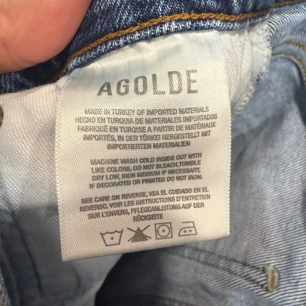 AGOLDE Blue Distressed Nico High Rise Jeans Sz 26 - Image 7