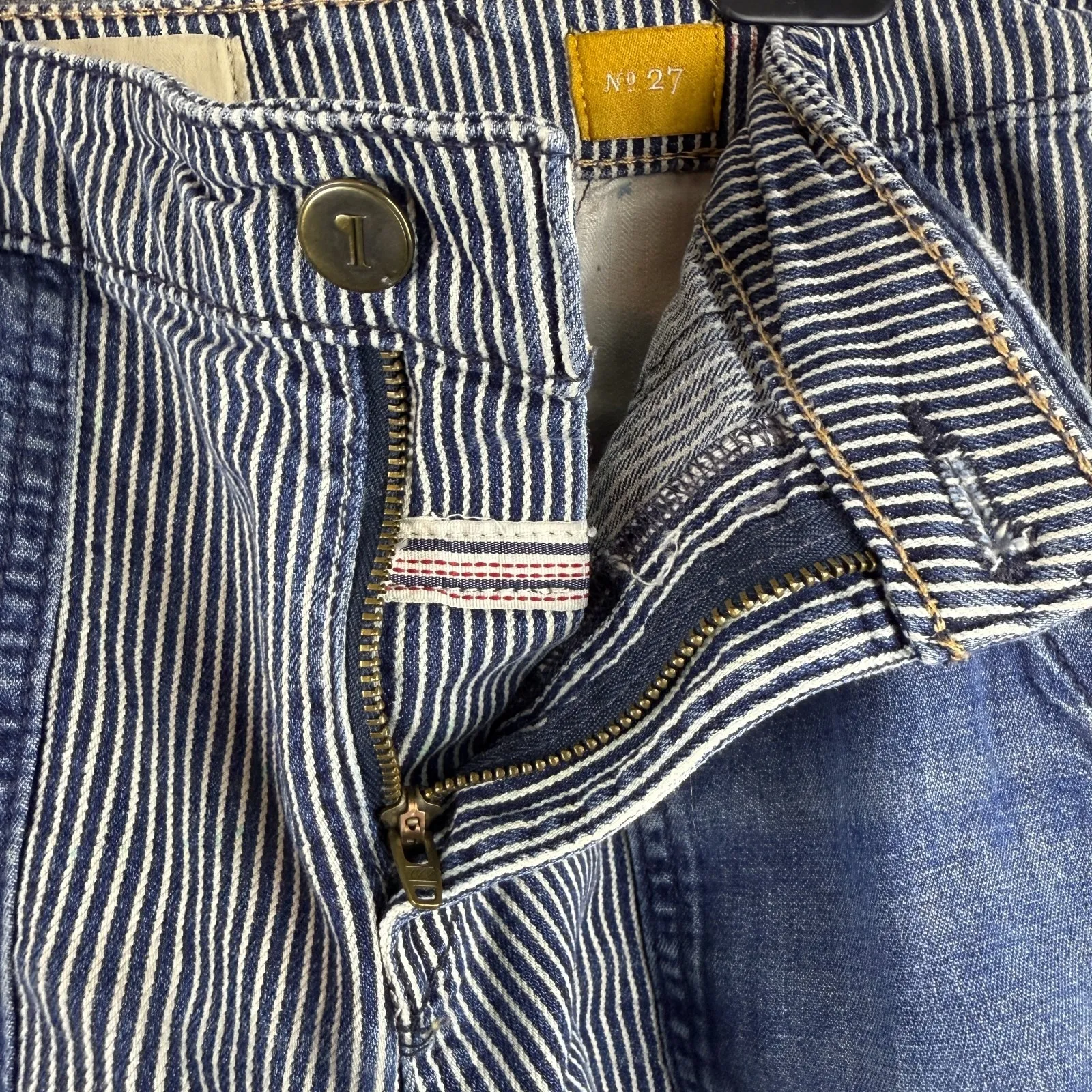 ANTHROPOLOGIE Pilcro and the Letterpress Railroad Striped Denim Shorts Womens 27 - Image 6