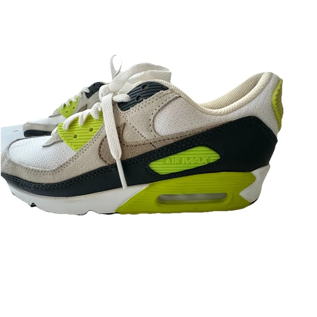 Nike Air Max 90 Women's Size 7 Shoes White Gray Volt Running Sneakers EUC - Image 2