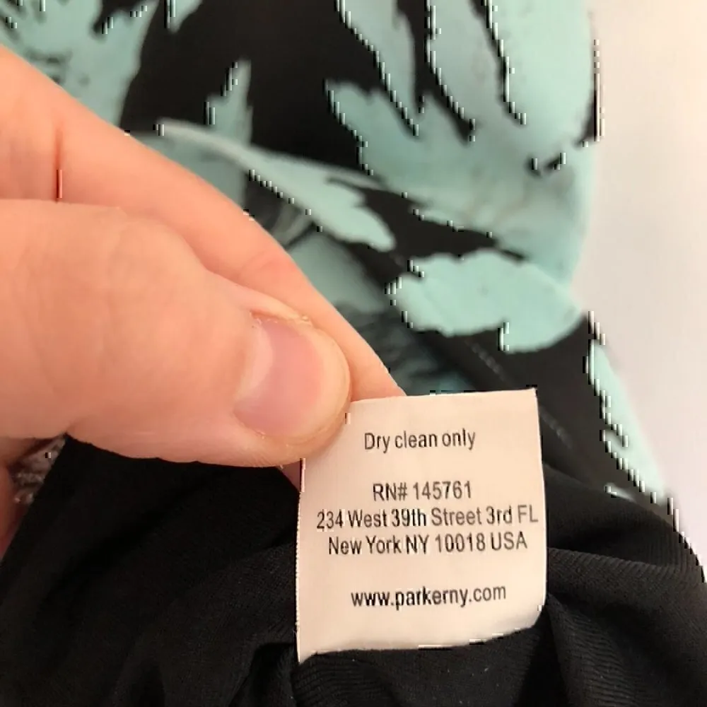 PARKER Leona Dress Aqua Blue Black Jacquard Textured Floral Halter Cutout Back S - Image 13