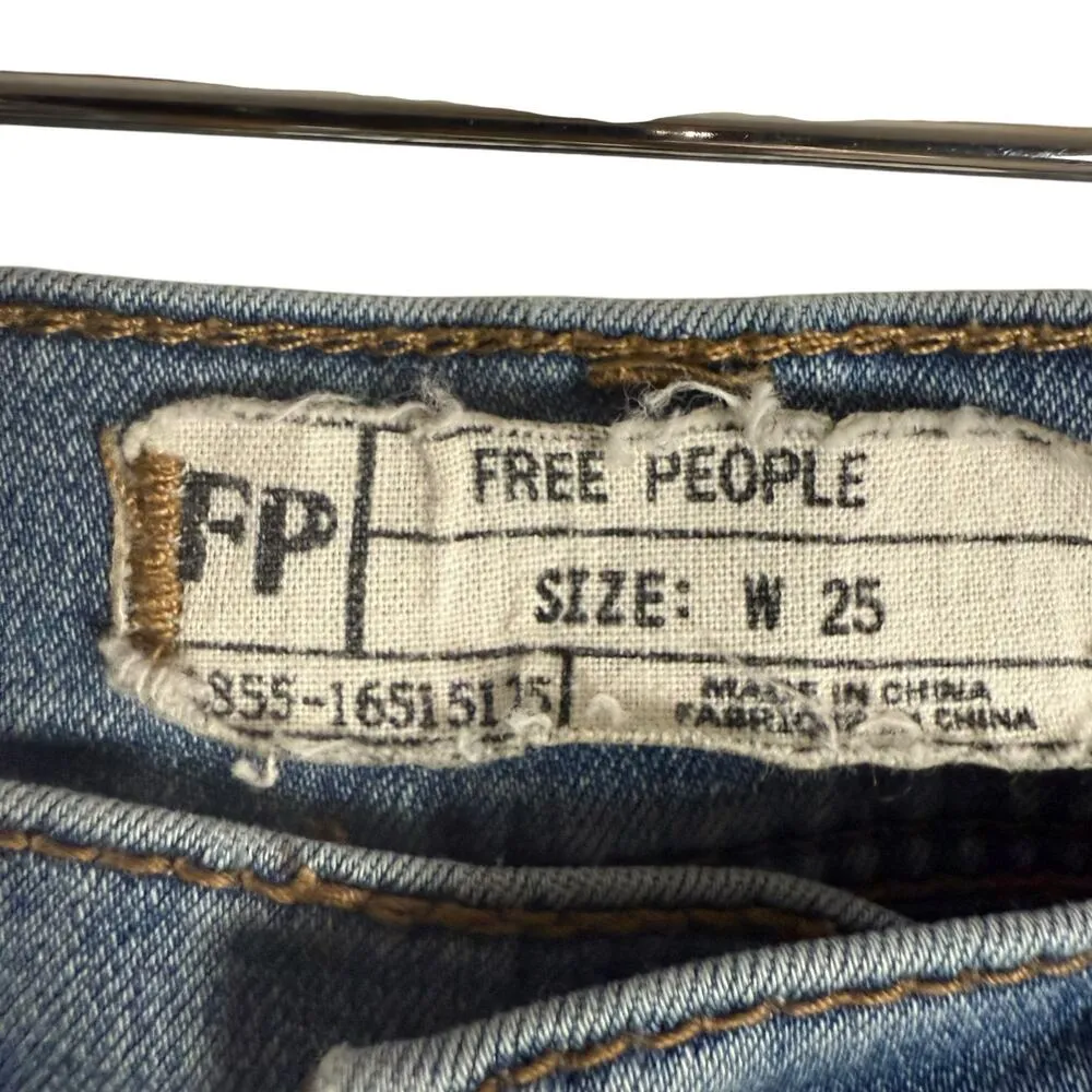 Free People Low Rise Stretch Denim Blue Light Wash Skinny Jeans Size 25 - Image 4