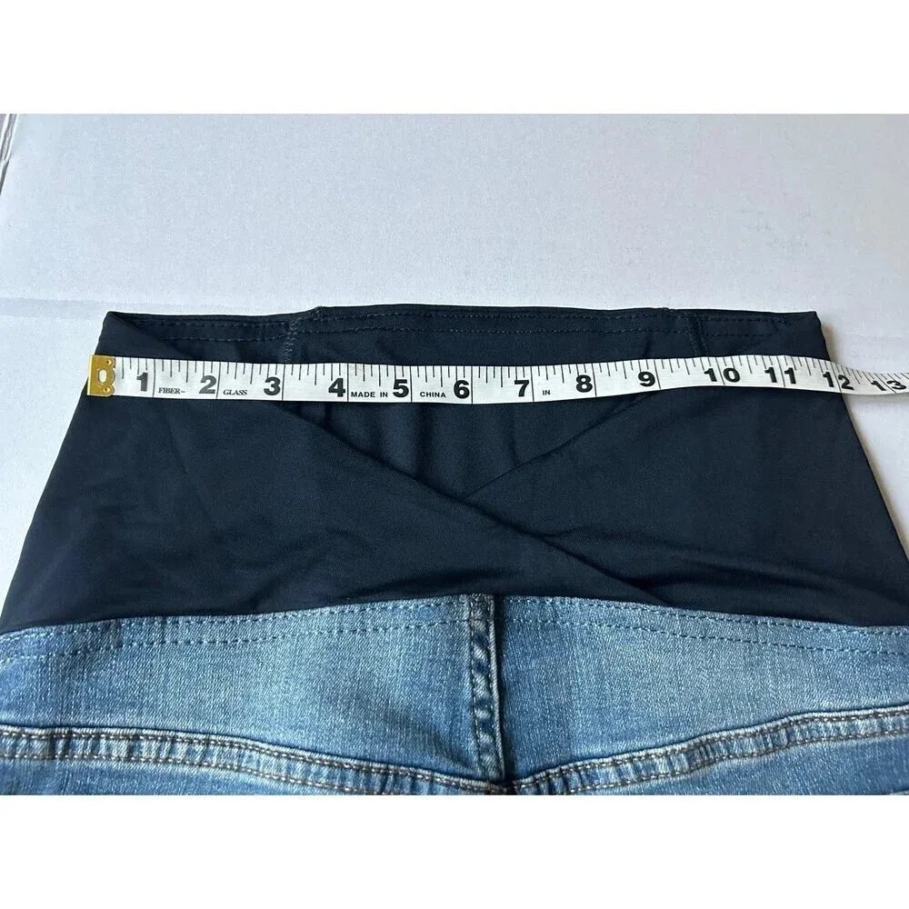 Ingrid Isabel Maternity Jean Shorts Midi Cut Off Short Crossover Panel 2/26 NWT Blue - Image 7