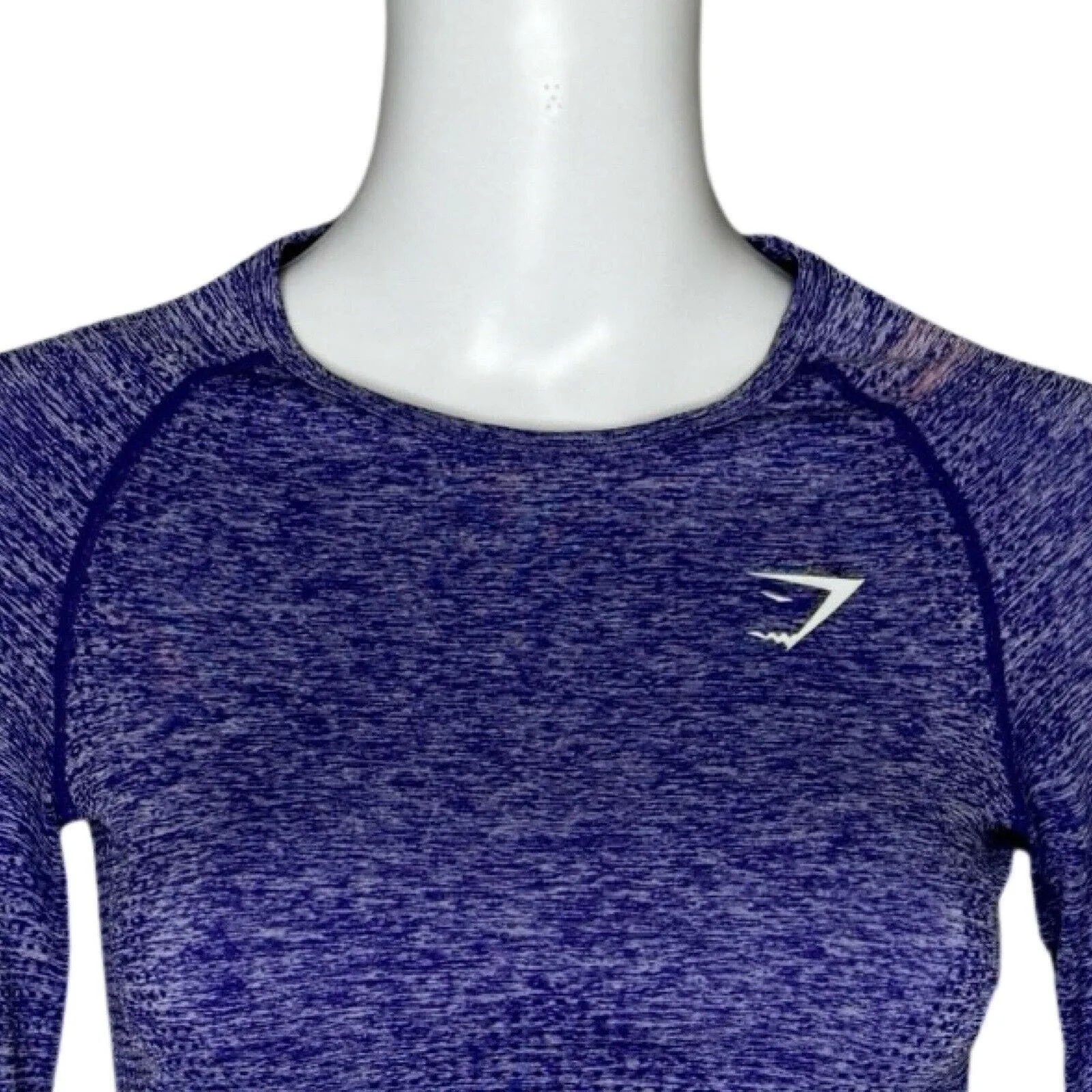 Gymshark Shirt Womens Medium Purple Seamless Crop Top Neutral Workout Athleisure - Image 5