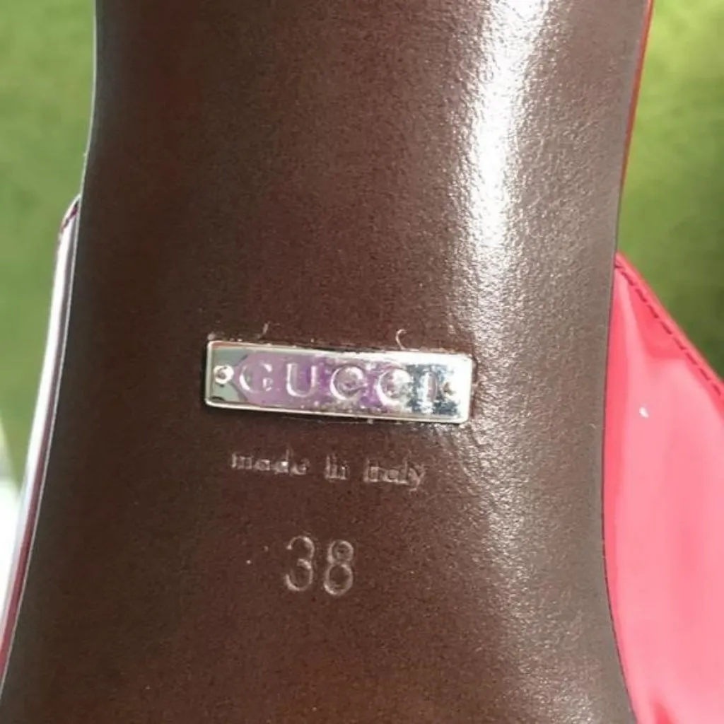 New Authentic Gucci Horsebit Kitten Heel Flip Flop – Red/Silver - Image 8