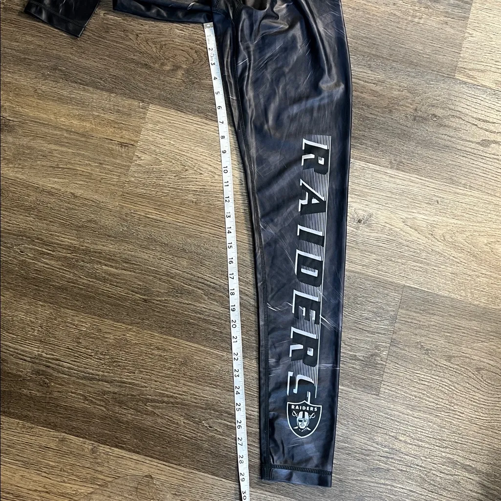 NFL Raiders Football Black and Gray Leggings Size Medium - Image 10