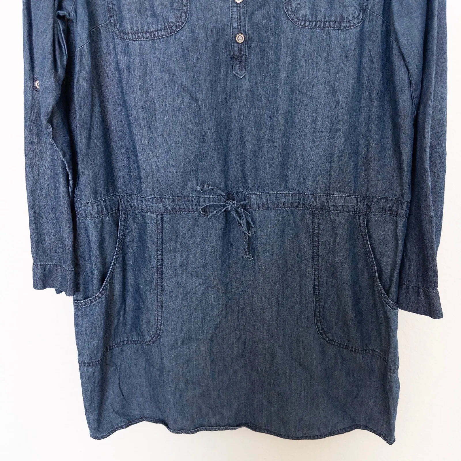 Sonoma Womens Dress‎ Size L Blue Denim Chambray Casual Boho Western Cottagecore - Image 3
