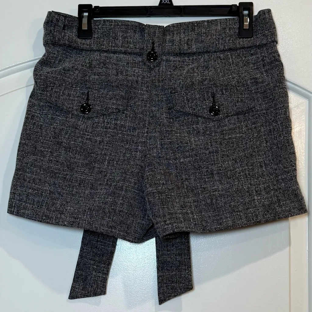 Lux Black and White Tweed Fabric Belted Shorts Gray Size 4 - Image 2
