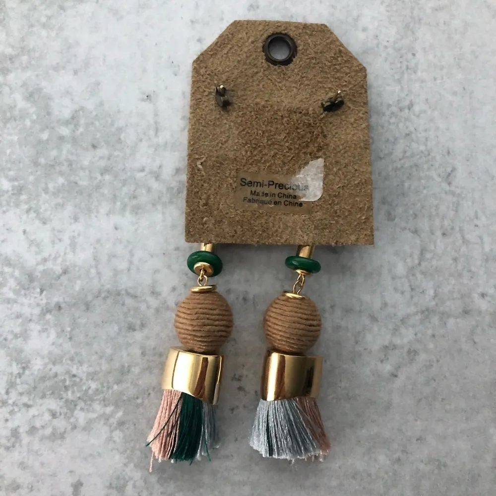 Anthropologie Nectar Nectar Spirit Eye Tasseled Drop Earrings 18K Gold Plated - Image 4